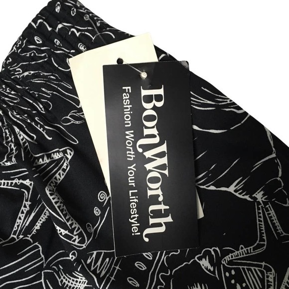 NWT BonWorth Capri Pants Nautical Black White Seashell Printed Women's XL - Picture 8 of 10